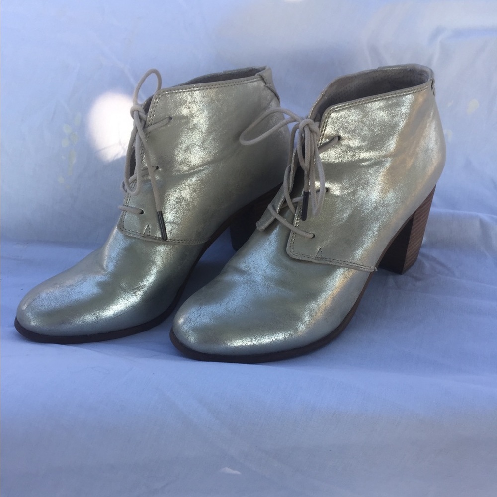 Toms Gold Heeled Ankle Booties